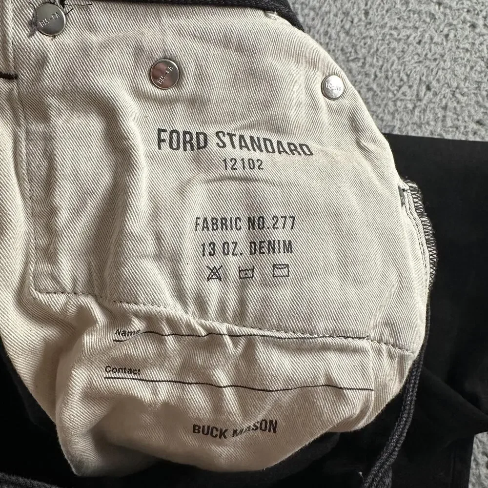 Buck Mason Ford Standard 13oz Jeans Mens 36x34 Black Slim Tapered Button Fly